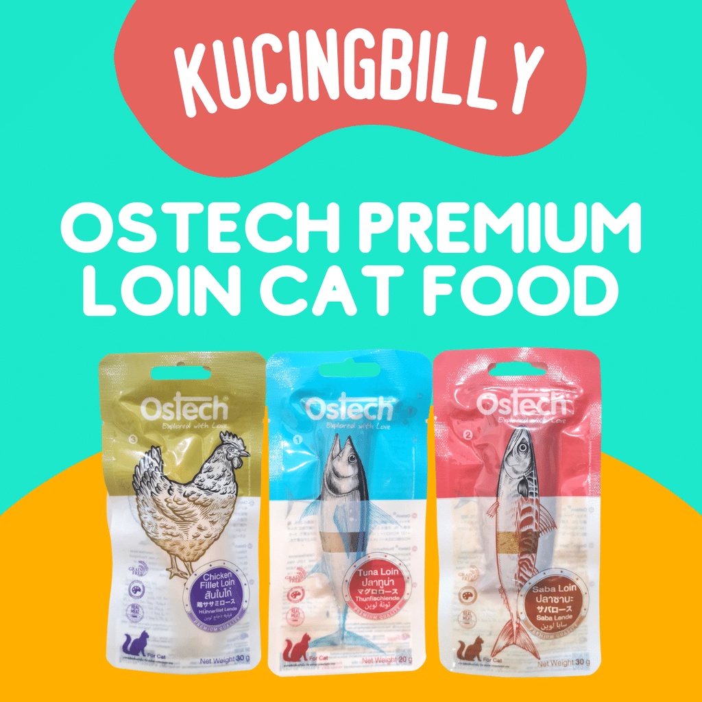 Ostech premium loin makanan kucing daging asli