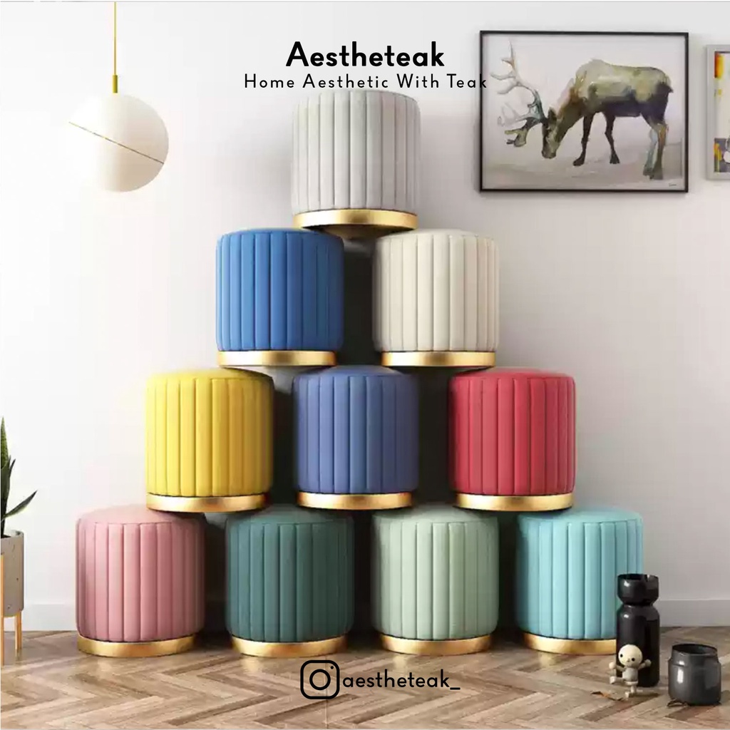 ROUND PUFF NORDIC / SOFA STOOL BULAT / KURSI MEJA RIAS