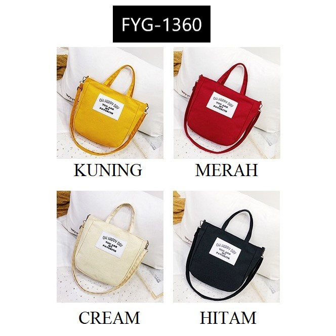 FYGALERY FYG1360 Tas Selempang Kanvas Perempuan Tas Jinjing Wanita Fashion Murah