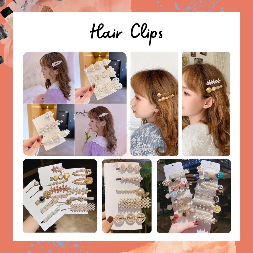 Jepit / Pin / Klip Model Korea Retro Unik Asthetic Jepitan Aksesoris Rambut Wanita Jepit Poni Elegan Manis Imut Model Mutiara Manik Monte Untuk Pesta Casual Korean Hairpin elegant bangs seaside clip word clip headdress female