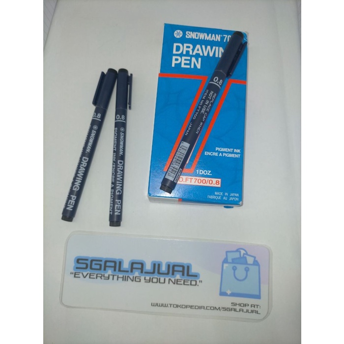 

Terlaris Drawing Pen 0.8 Black / Hitam Snowman 12 Buah / 1 Lusin