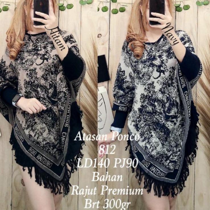 ۞ Atasan Rajut Ponco import Premium ☋