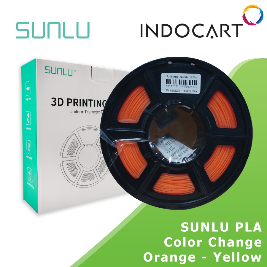INDOCART Tinta Filamen 3D Printer Filament SUNLU PLA Color Change 1kg