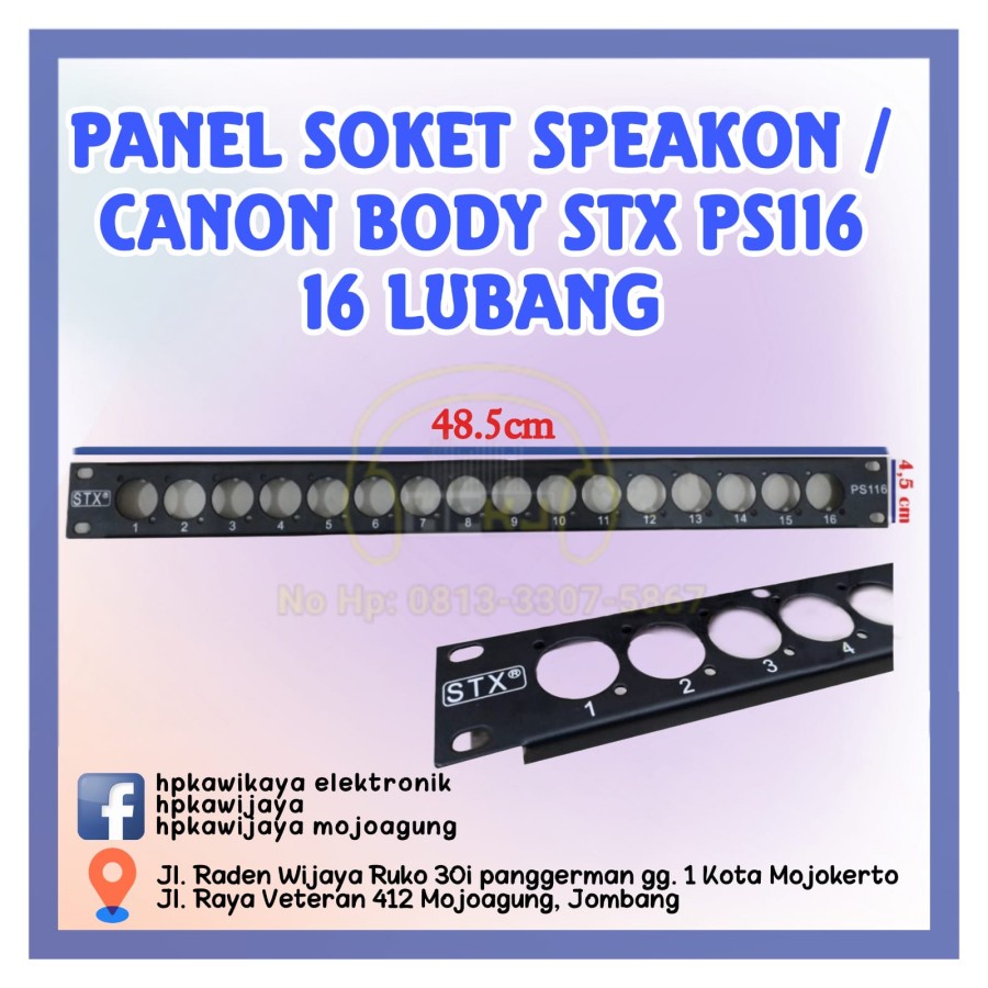 PANEL SOKET SPEAKON CANON BODY STX PS116 16 LUBANG terminal hardcase lubang 1U 16lubang