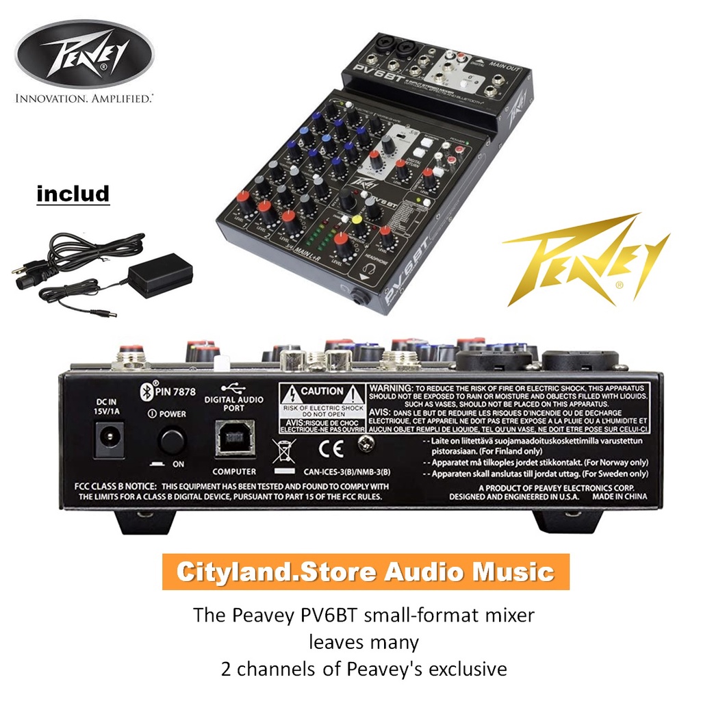 Mixer Audio Peavey PV6 BT/ PV6- BT Mixer Audio Interface Bluetooth