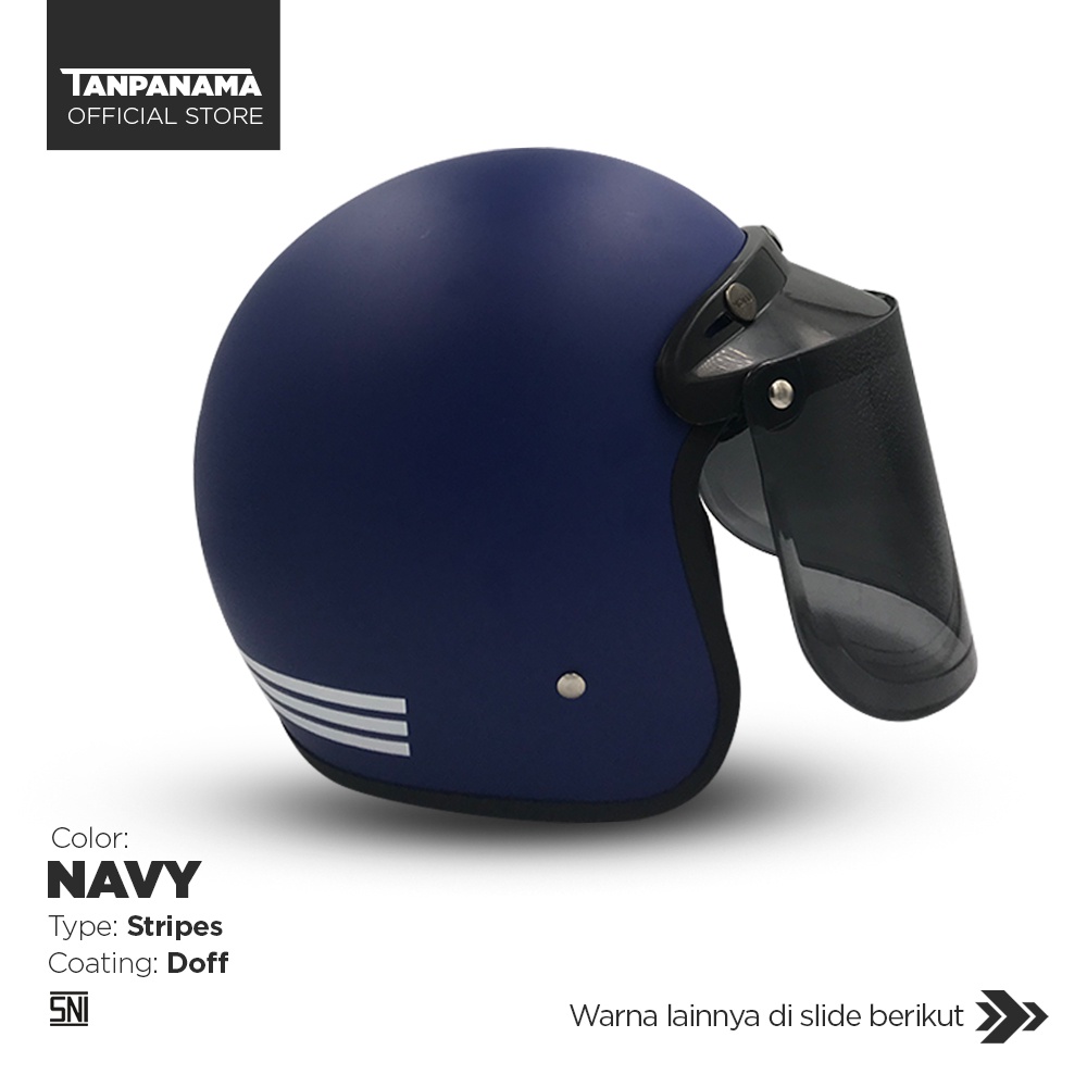 Tanpanama Helm - Helm Bogo Garis / Helm Retro Dewasa SNI