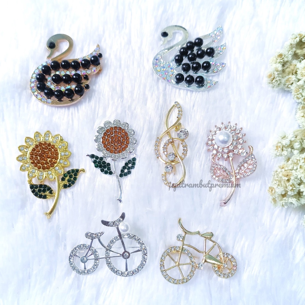 brooch bros Lucu Korea Mutiara Bros hijab Wanita High-end bros sepeda/ bros bunga/ bros melody/ bros ribbon