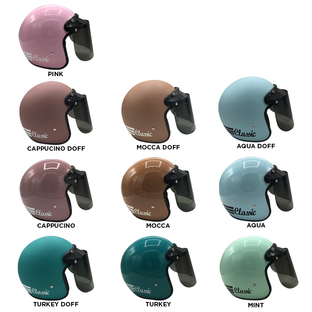 Tanpanama Helm - Helm Bogo Classic / Helm Wanita Dewasa Warna Terkini Retro SNI