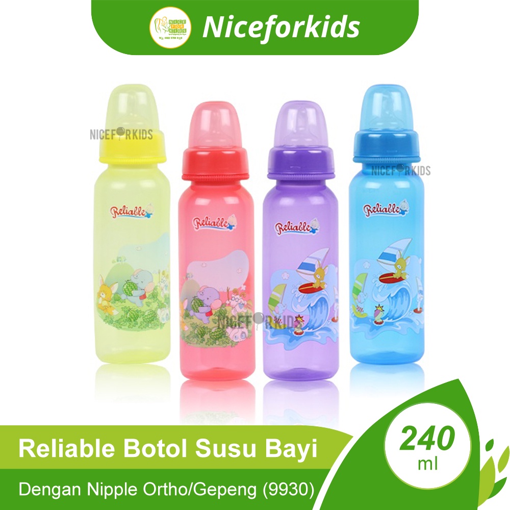 Reliable Botol Susu Bayi Nipple Ortho 240ml / Dot Gepeng (9930)