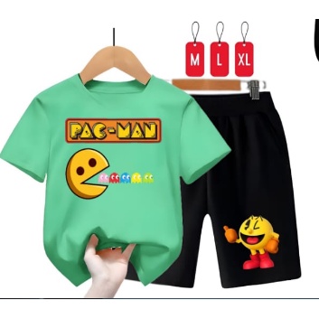 Hzl_outfit Setelan Kaos Anak Uniseks Pac Man/M,L,XL