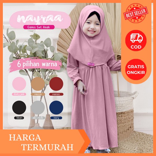 Binar Dress Kids Baju Gamis Syari Anak Muslimah Model Terbaru 2023 Baju Anak Umur 10 -12 Tahun Baju 