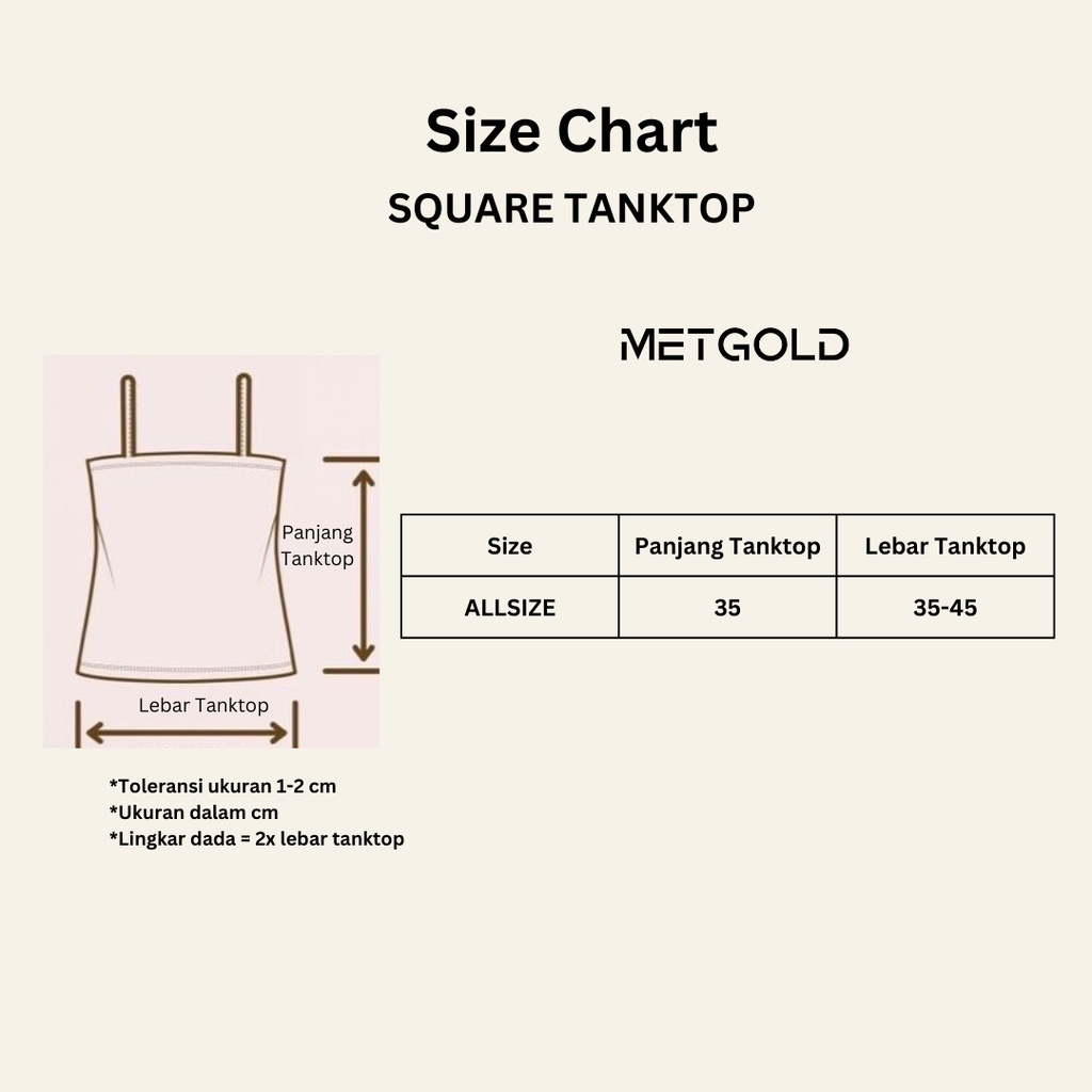 Square Tanktop Wanita Camisole Tank Top MetGold