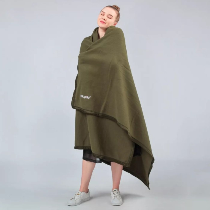 Selimut Dewasa Dunlopillo Selimut Hangat Travel Blanket - hijau army(D4V1) Selimut Dewasa Bulu Halus