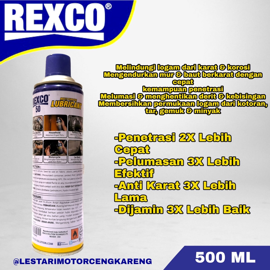 PELUMAS SERBA GUNA ANTI KARAT REXCO 50 500ML SETARA WD-40