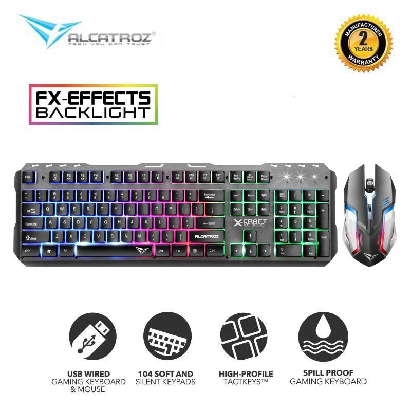 Keyboard &amp; Mouse Gaming Alcatroz X-Craft XC 3000 Spill Proof RGB