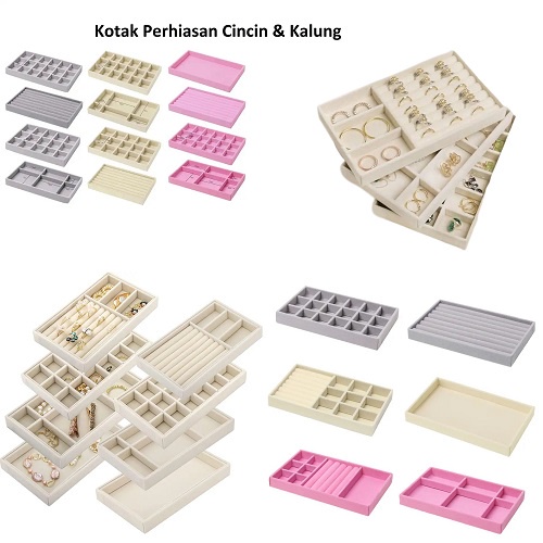 Kotak Perhiasan Cincin &amp; Kalung Bludru