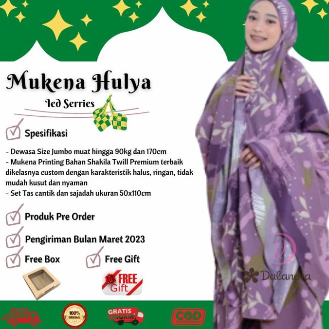 Mukena Hulya Dalanova Free Sajadah Dan Pouch Size Jumbo Ibu Dan Anak Stortiazah