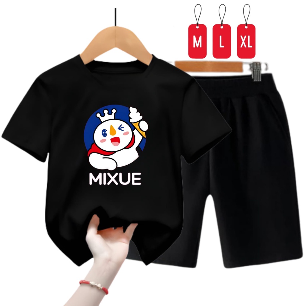 Hzl_outfit Kaos Setelan Anak Laki-Perempuan Mixue/ Setelan Kaos Anak Anak