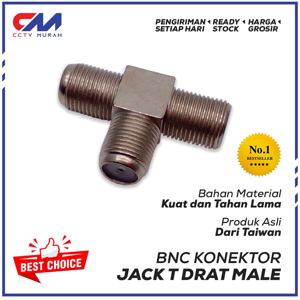 BNC DRAT CABANG || CONNECTOR BNC T DRAT SPLITTER || BNC T SAMBUNG KABEL ANTENA CCTV TV AUDIO DLL