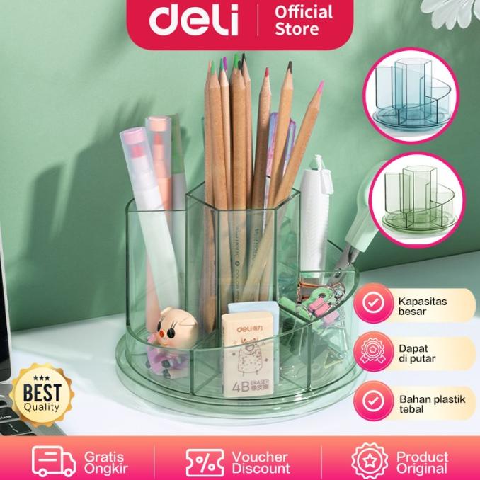 

Terbaru !!! Deli Pen Holder / Rak Tempat Pulpen Pensil 7 Sekat Dapat Di Putar 8943