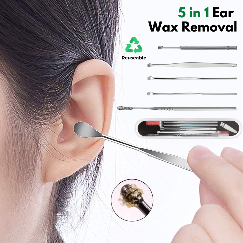 Alat Korek Kuping Telinga Pembersih Kotoran Ear Wax Stainless Steel Besi Earwax