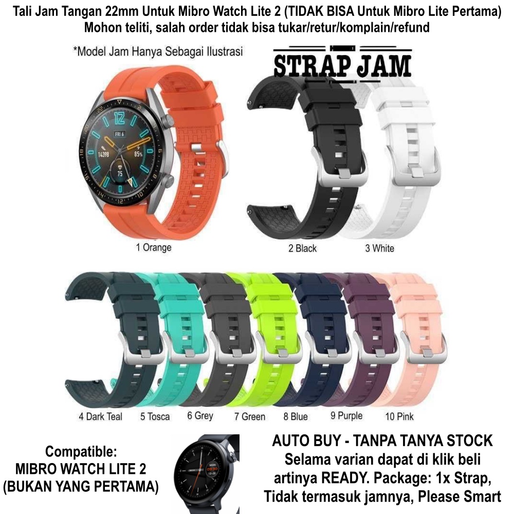 XLF Tali Jam Tangan Mibro Watch Lite 2 - Strap 22mm Silikon Dengan Buckle Silver