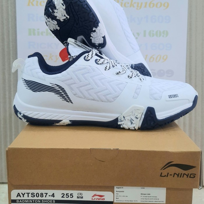 {MentariStore} SEPATU BADMINTON LINING SAGA LITE 6 SEPATU LINING SAGA LITE 6 ORIGINAL - WHITE/NAVY M