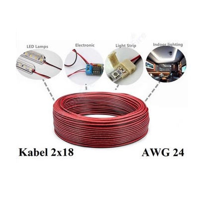 Kabel Listrik Serabut AWG24 AWG 24 2x18 2 x 18 Merah Hitam AC DC