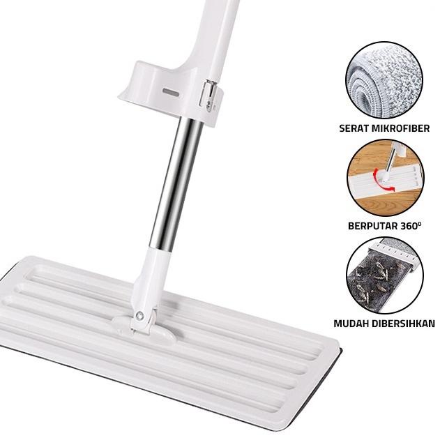 ➣ # HJ # Alat Pel Lantai Tarik Flat Mop Peras Tanpa Tangan Alat Ngepel Pembersih Lantai ◙