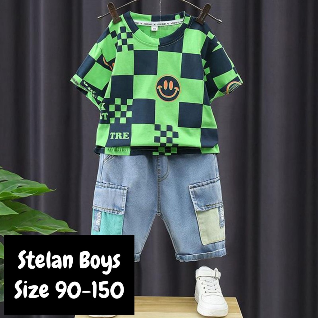 (LOLI-JKT) BOY-89 STELAN ANAK COWOK MODEL CHESS HIJAU SIZE 90-150