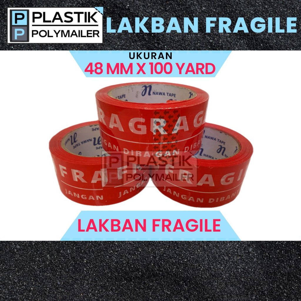 

Lakban Fragile Merah 48mm x 100 Yard (1 pcs) Lakban Printing Lakban Jangan Di Banting Harga Termurah