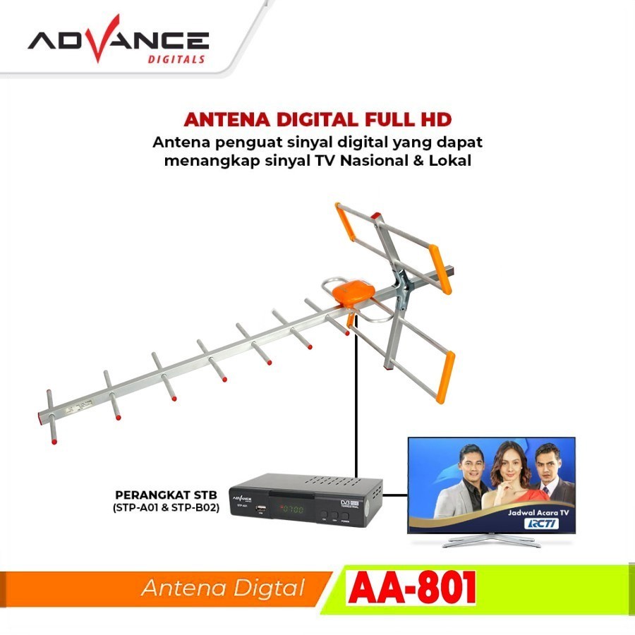 Antena TV Advance AA-801 DVBT2 Outdoor UHF Digital Free Kabel 10 Meter