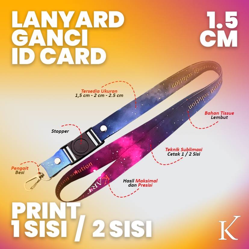 LANYARD 1,5CM CUSTOM BRANDING EVENT ATAU KANTOR SUBLIM FULL PRINT