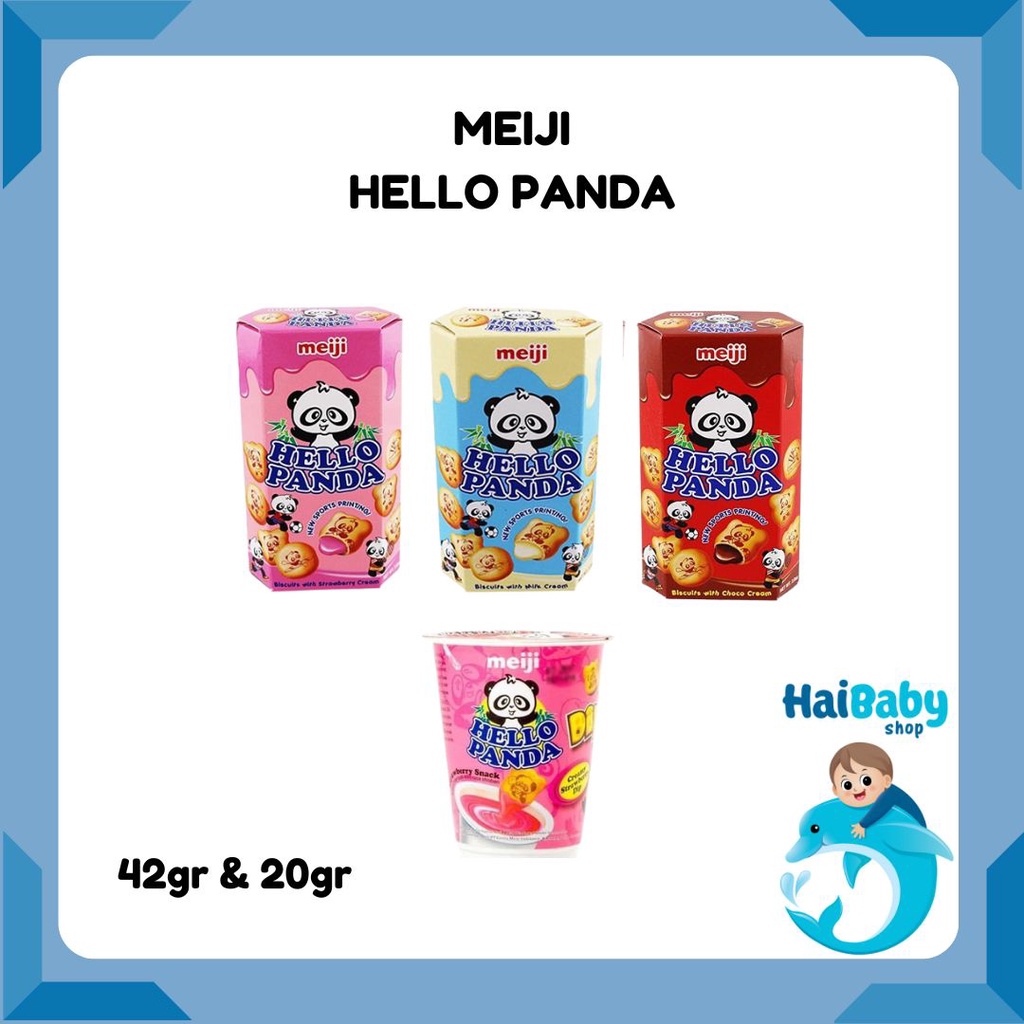 

Hello Panda Biscuit Meiji Vanila Strawberry Cholate 42 Gr / Hello Panda Dip Dip Biskuit Strawberry 20 Gr