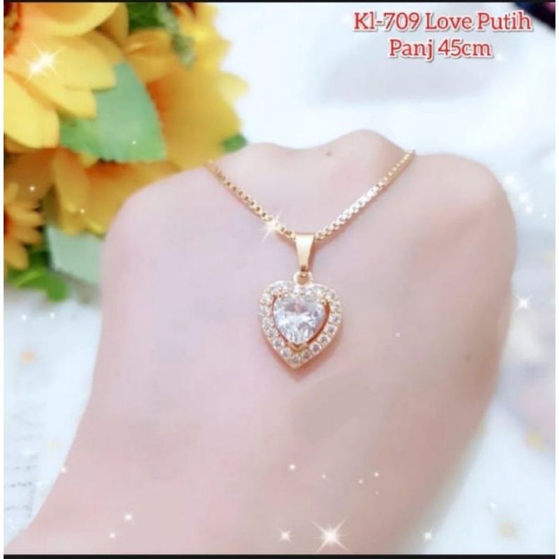 kalung xuping emas liontin love permata