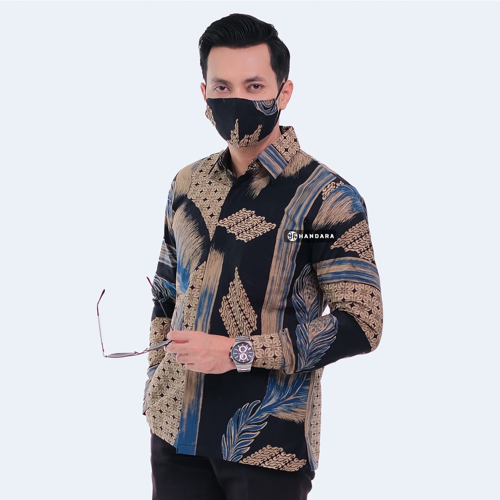 Handara Batik Pria Lengan Panjang Slim Fit Premium Govinda Hitam HB-354