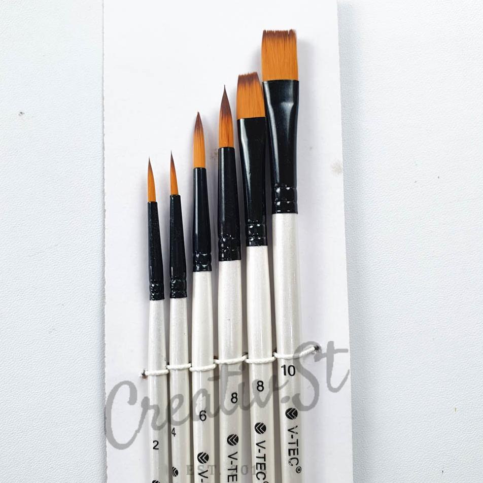 

Order Kuas Lukis Set A0411 ROUND & FLAT V-tec (6 Brush)