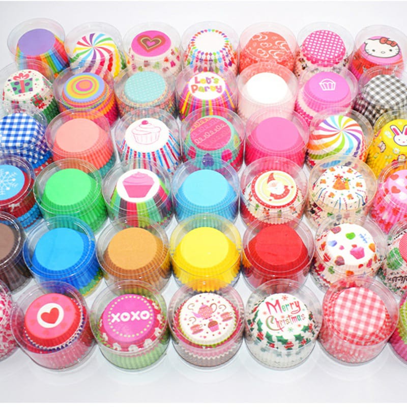 100pcs Muffin Colorful Cupcake Paper Cups Cake Baking Box Cup Case Cup Cake baking paper