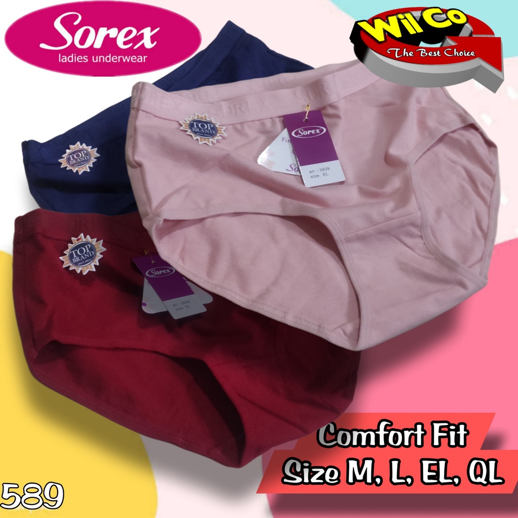 K589T - (HARGA PER 3 PCS) CELANA DALAM WANITA PAKAIAN WANITA PAKAIAN DALAM SOREX SIZE M - XXL MULTYCOLLOR