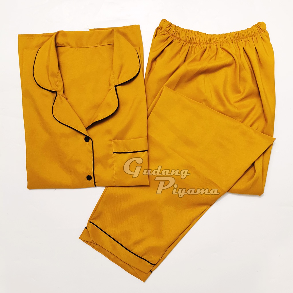 Setelan Baju Tidur Piyama Polos  Lengan Pendek / Lengan Panjang All Size