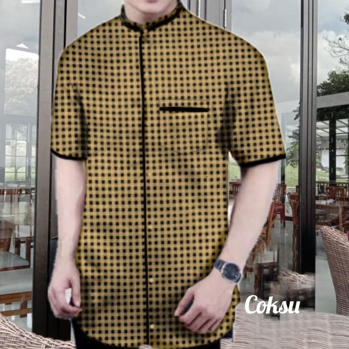 BAYAR DITEMPAT kemeja koko pria lengan pendek motif kotak kotak /BAJU KOKO PRIA/BAJU KOKO DEWASA/BAJ