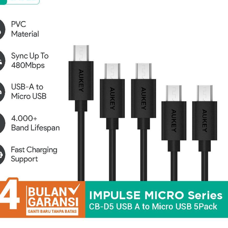 ❉ Aukey Cable Micro USB 2.0 (5Pcs) -  ◌