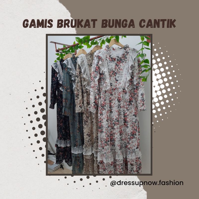 GAMIS BRUKAT BUNGA CANTIK BY PISCES