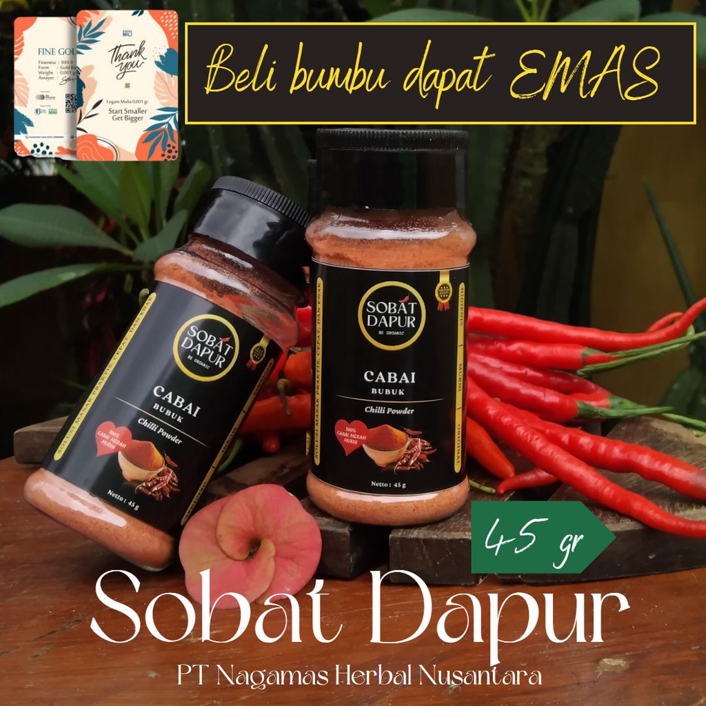 

[GRATIS EMAS] Cabai Bubuk 45 gr / Chili Powder / Red Pepper / Cabe / Lombok 100% Murni Kualitas Premium Grade A