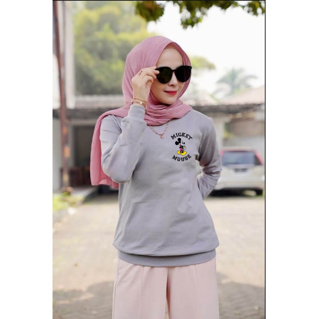 Baju lengan panjang wanita logo MM / kaos distro model sweater keren trendy dan kekinian