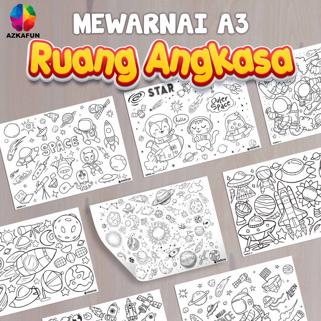 

Kertas Mewarnai A3 RUANG ANGKASA - Mewarnai astronour space