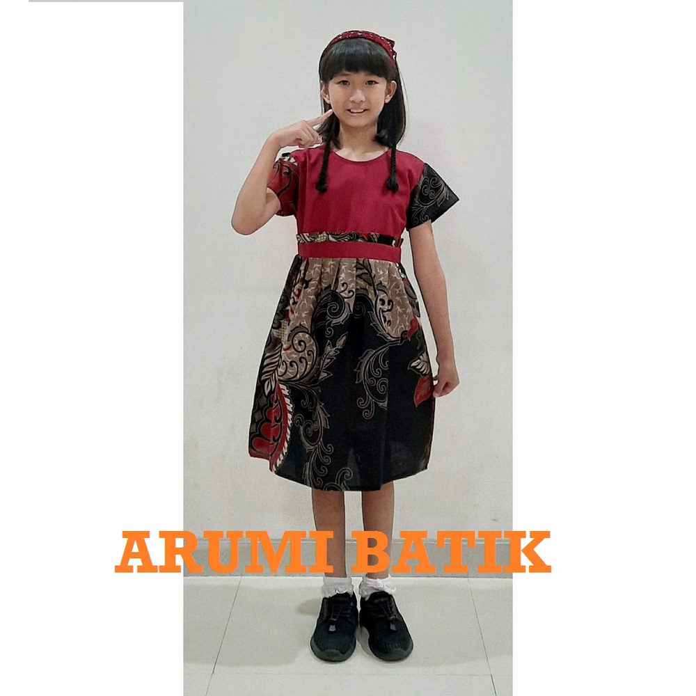 Dress Baju Batik Sekolah Anak Perempuan TK SD PAUD BALITA 3200