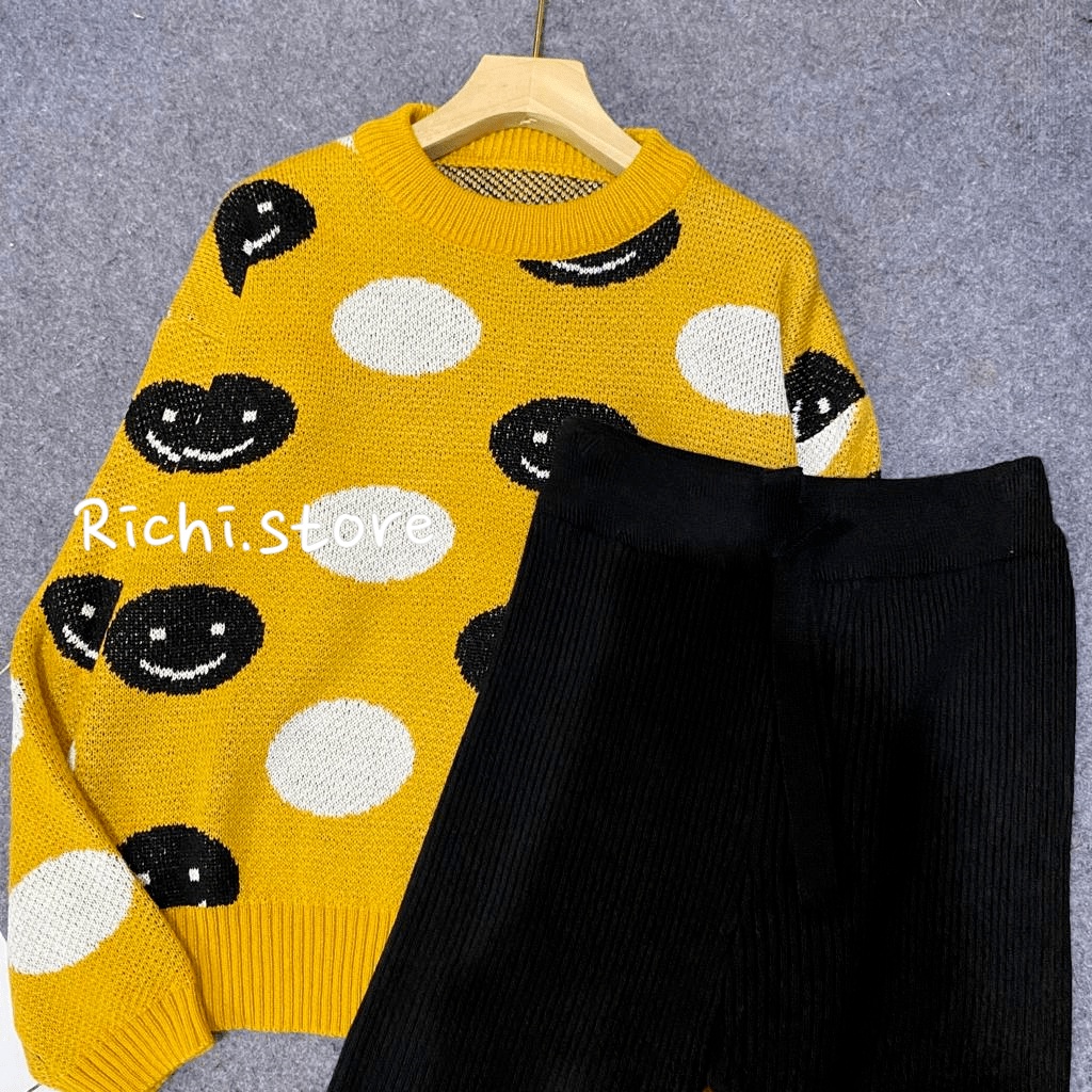 ONE SET KULOT RAJUT AYUNDA SWEATER SMILE (CELANA+SWEATER)