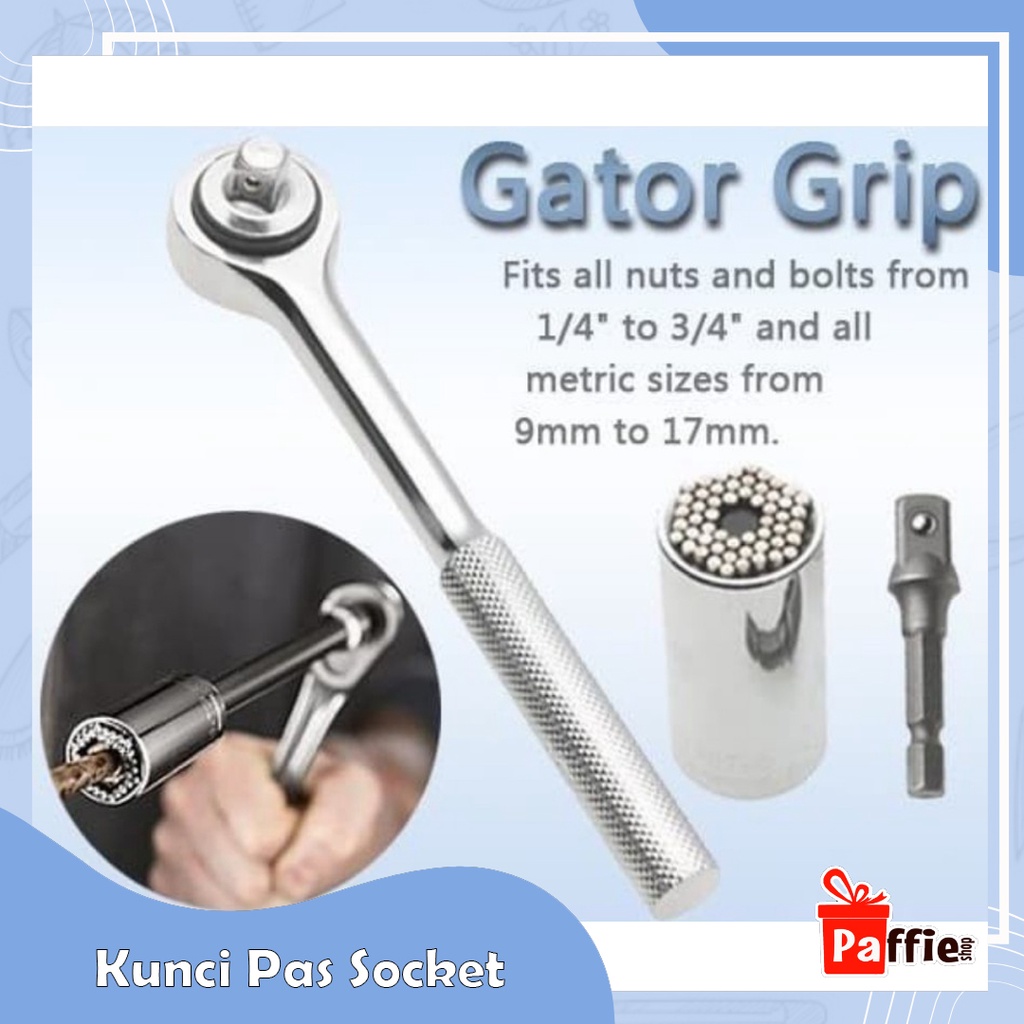Kunci Pas Socket Universal Soket Gator Grip Set Sok Serbaguna hand tool Aksesoris Mobil Motor Ban On