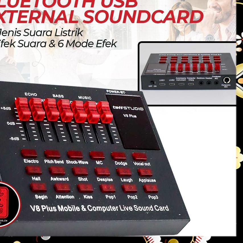 ➩ Soundcard V8 Plus Bluetooth Live Mixer Broadcast Audio USB External / soundcard v8 TaffSTUDIO orig